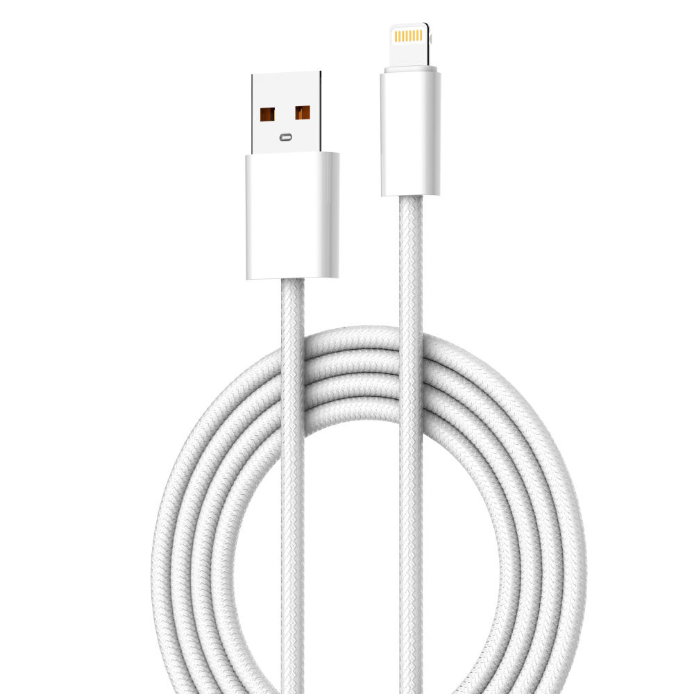 LDNIO кабель Lightning - USB, 2 м, LS902, белый, тканевая оплетка