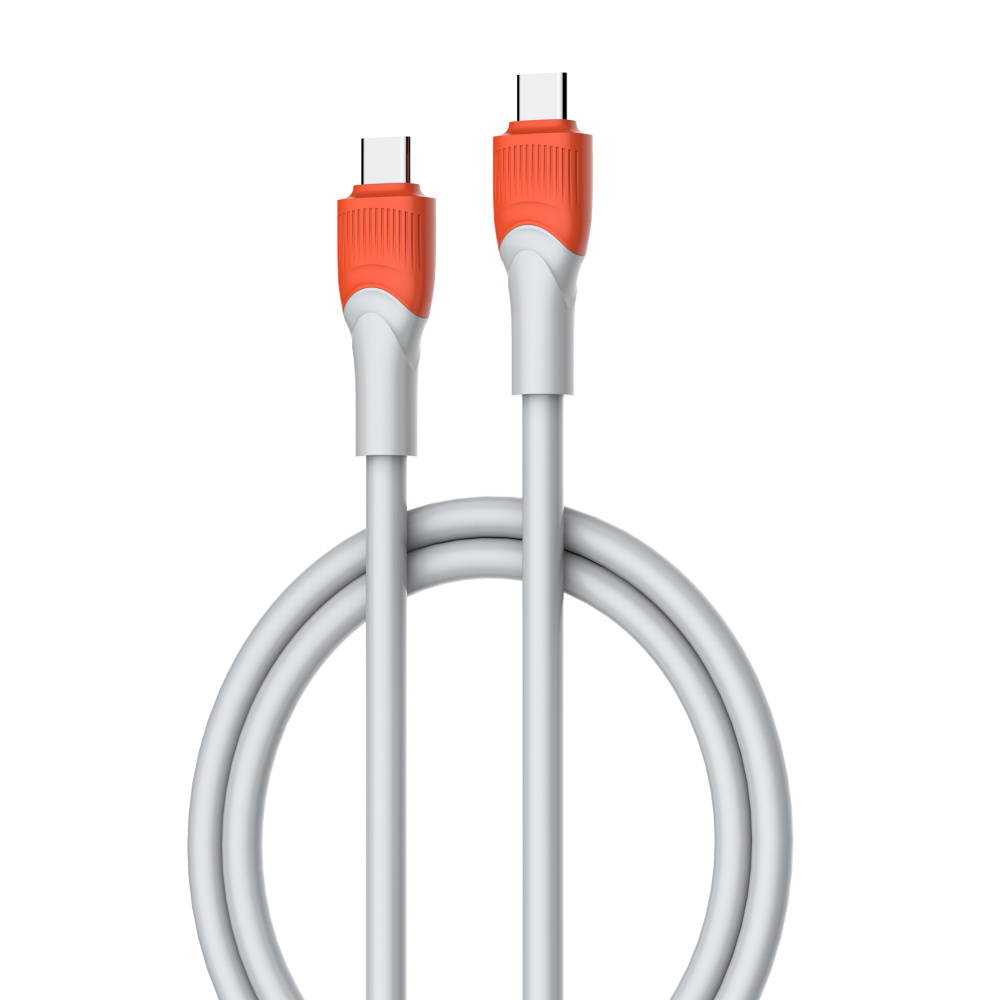 LDNIO кабель Type-C - Type-C, 1 м, LC601С, серо-оранжевый, силикон