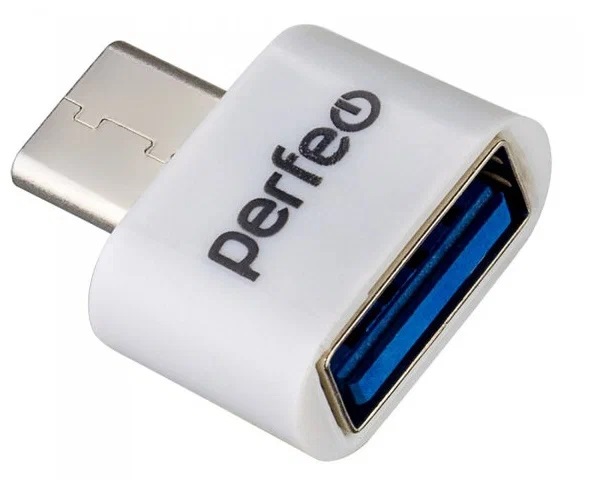 Perfeo переходник Type-C (вилка) - USB 2.0 (розетка), OTG, PF-VI-O008, белый