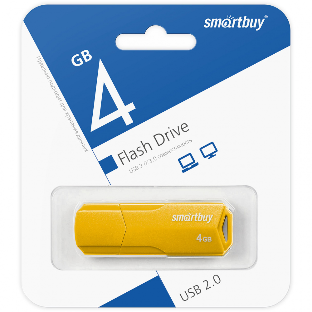 Smartbuy USB 2.0 Flash 4 Gb Clue (Yellow)