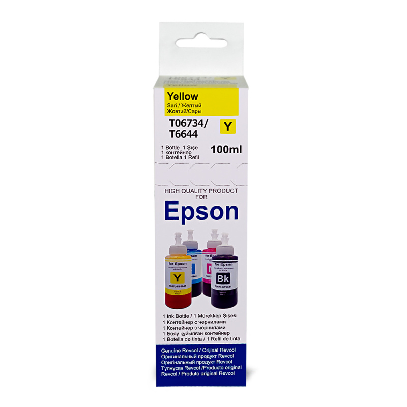 Revcol чернила для Epson, серия L, оригинальная упаковка, Yellow, Dye, 100 мл.