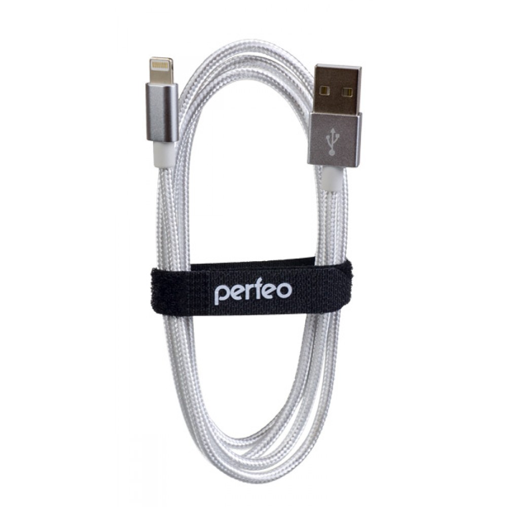 Perfeo кабель Lightning - USB, 3 м, I4306, серебро, нейлон