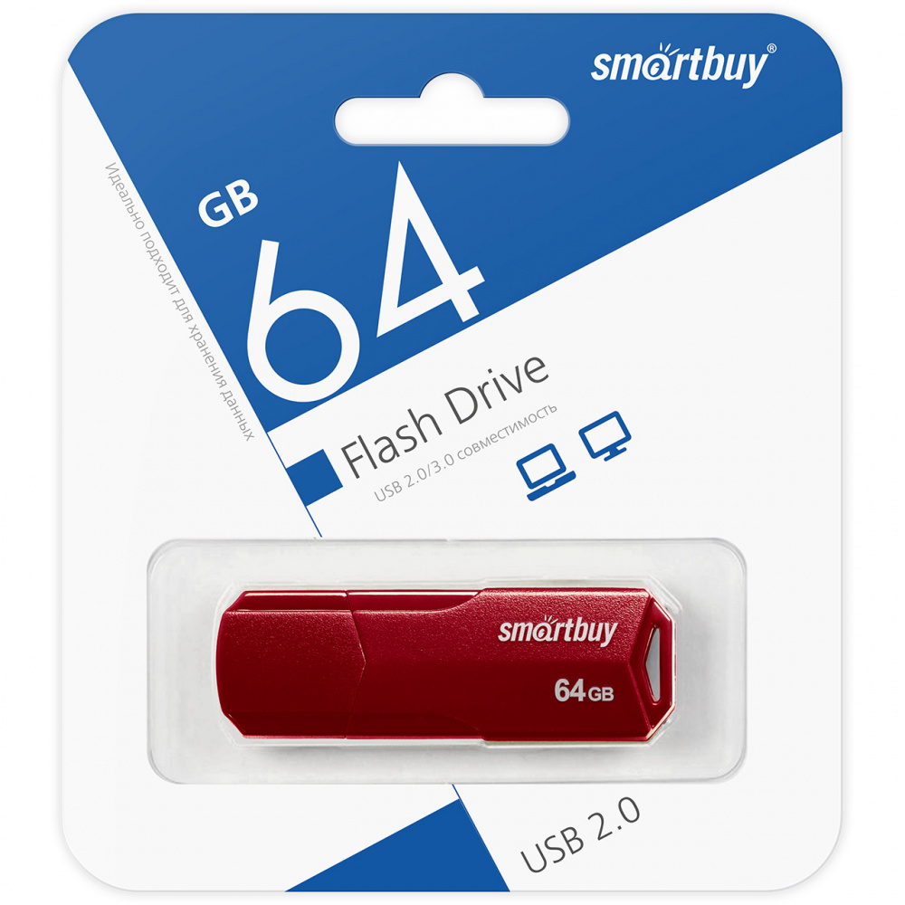 Smartbuy USB 2.0 Flash 64 Gb Clue (Burgundy)