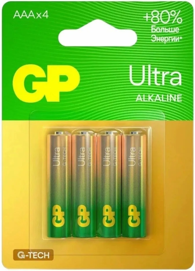 ЭП AAA (LR03), GP Ultra G-Tech, алкалин, блистер, (упаковка 4/40)