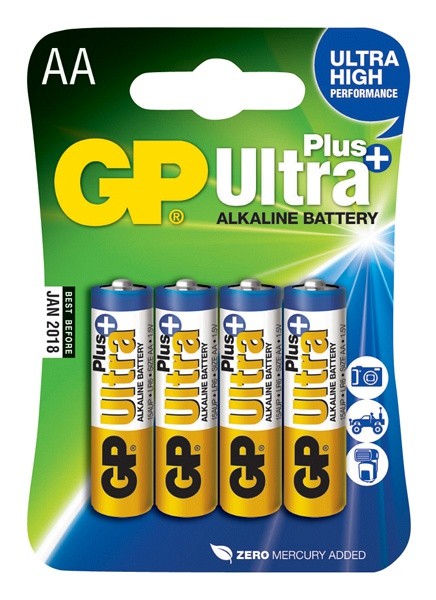 ЭП AA (LR6), GP Ultra Plus, алкалин, блистер, (упаковка 4/40)