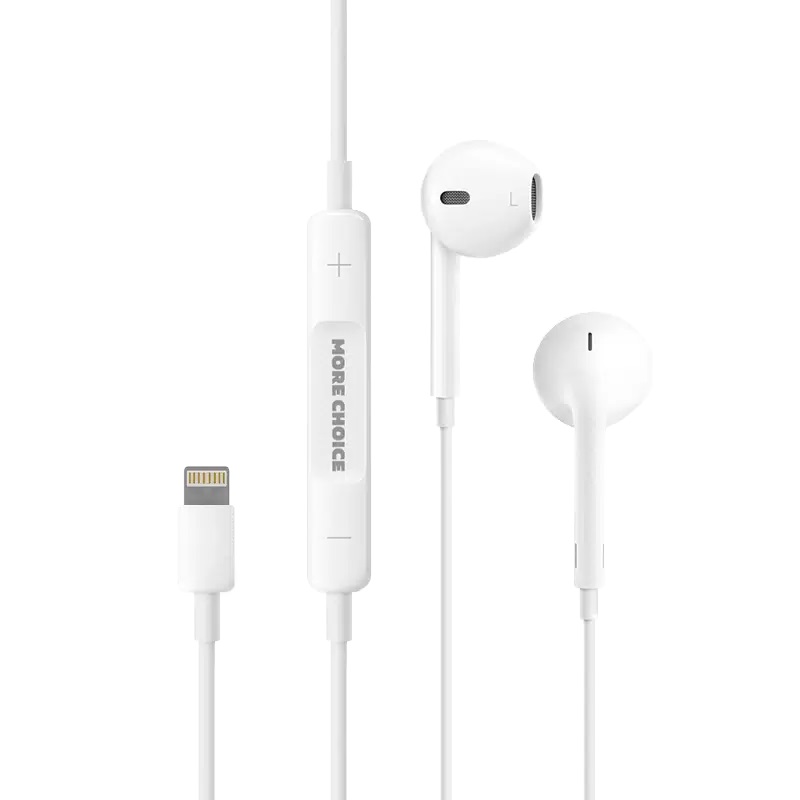 More Choice наушники с микрофоном G15i, вкладыши, белые, lightning