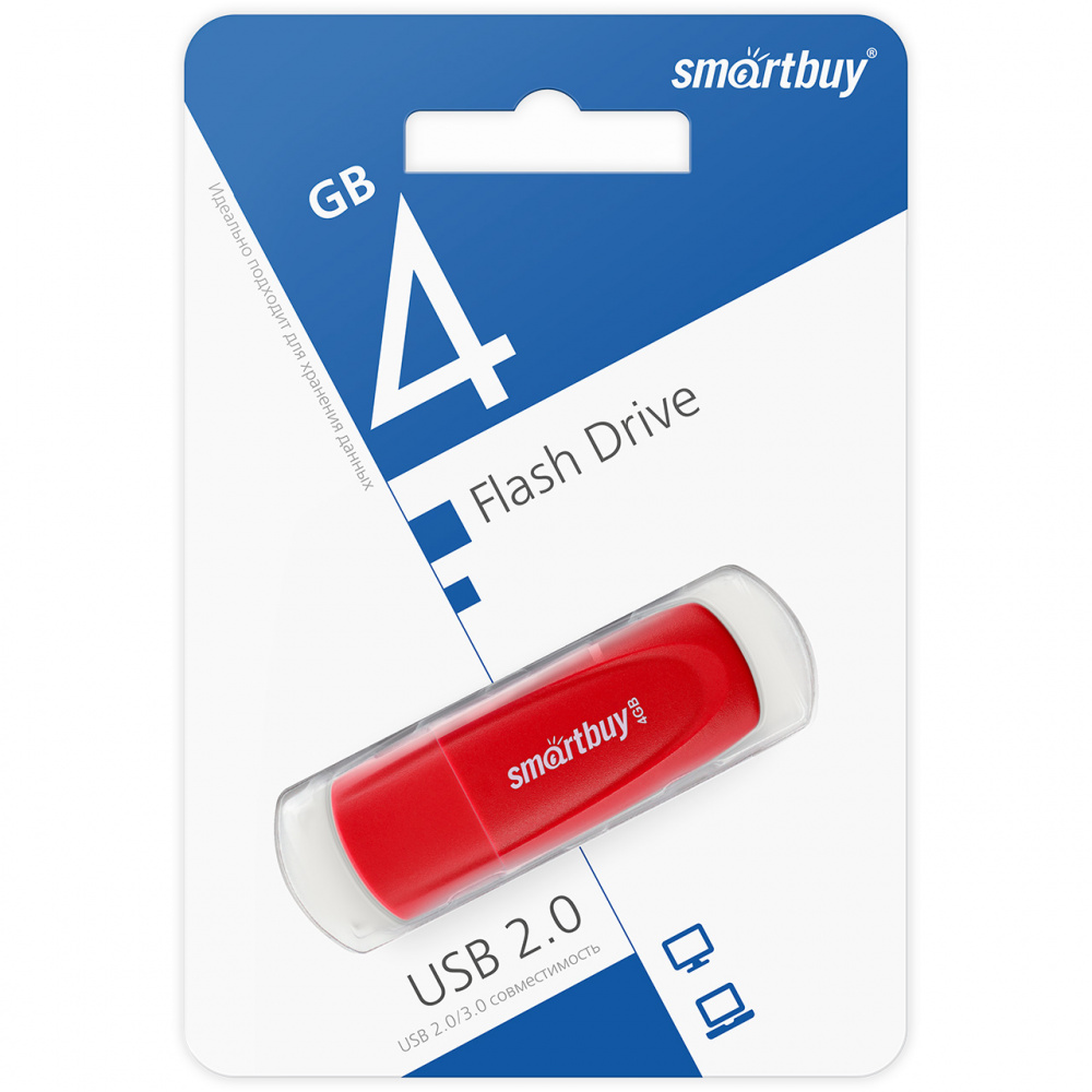 Smartbuy USB 2.0 Flash 4 Gb Scout (Red)