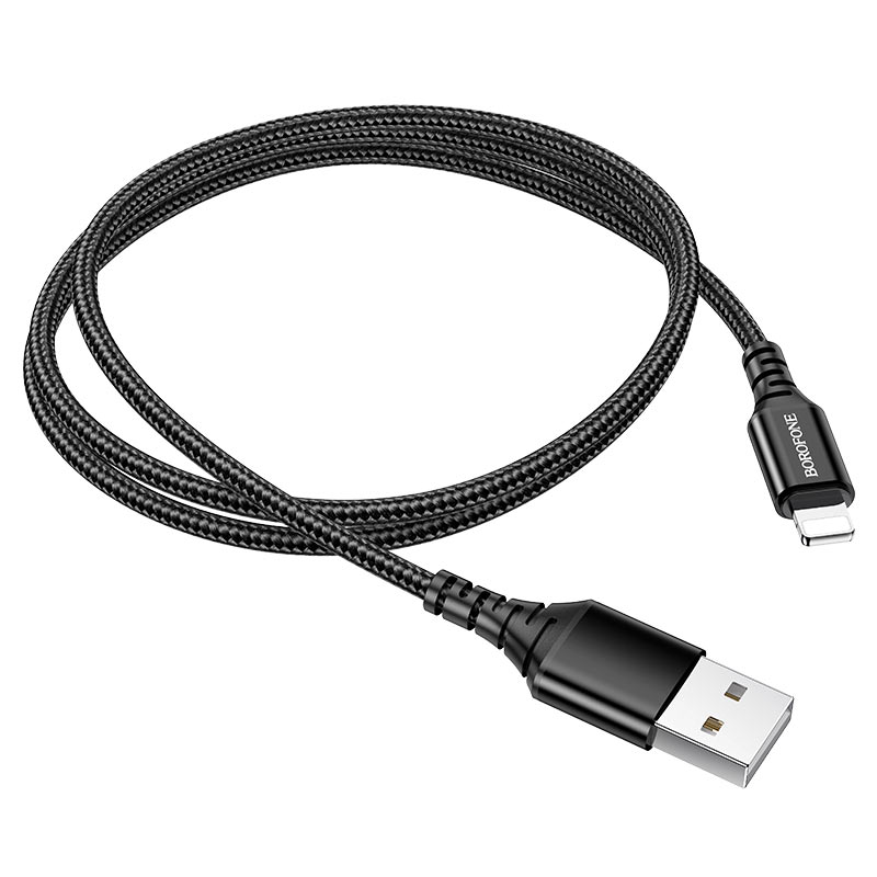 Borofone кабель Lightning - USB, 1 м, BX54 , 2.4A, черный, нейлон