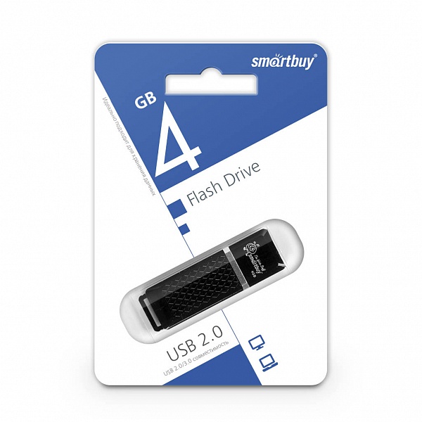 Smartbuy USB 2.0 Flash 4 Gb Quartz (Black)