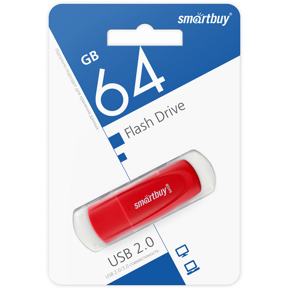Smartbuy USB 2.0 Flash 64 Gb Scout (Red)