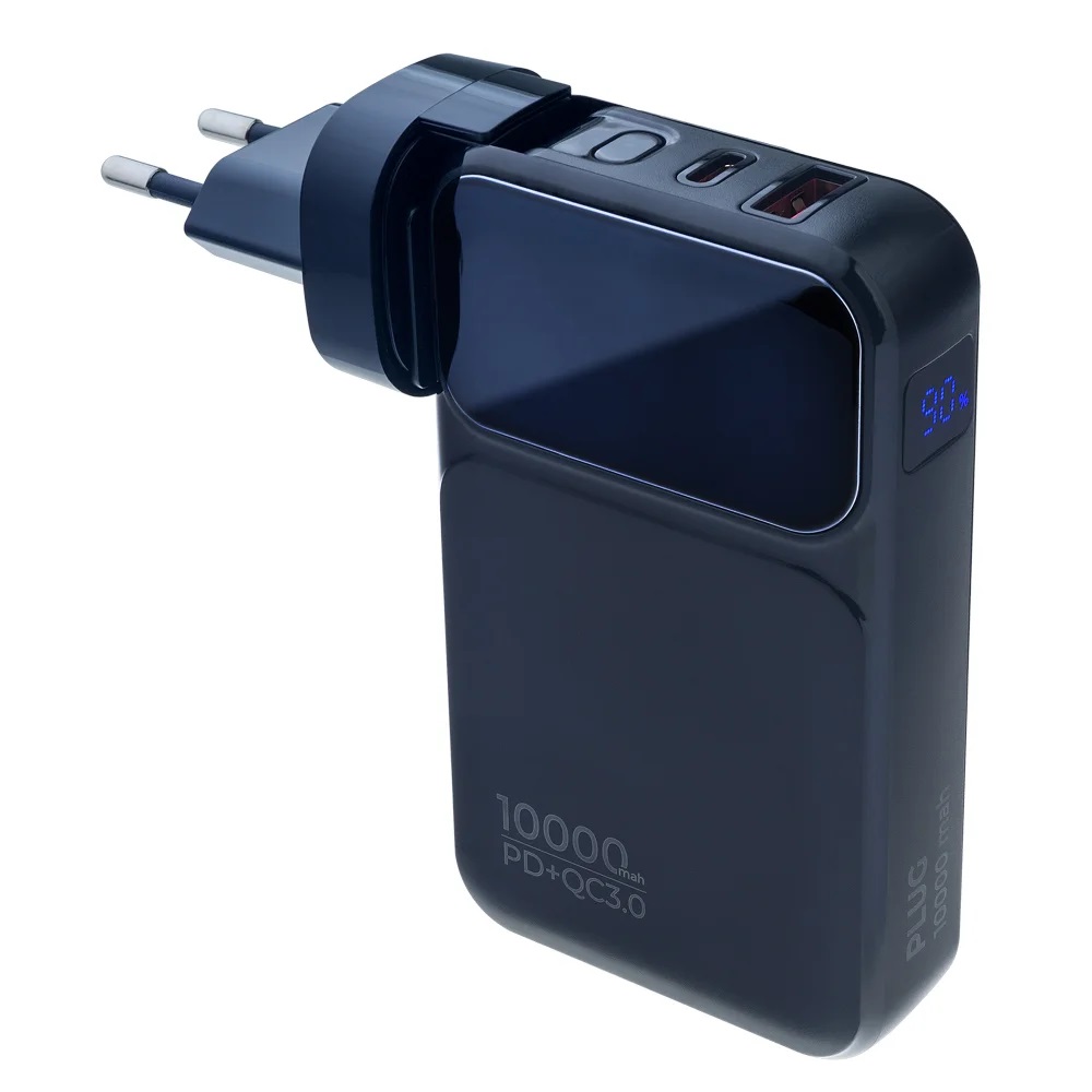 Perfeo внешний аккумулятор 10000 mAh Plug, (Black)