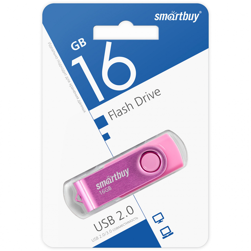 Smartbuy USB 2.0 Flash 16 Gb Twist (Pink)