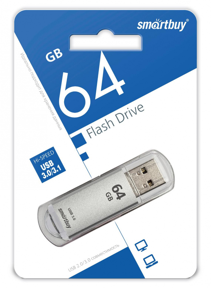 Smartbuy USB 3.1 Flash 64 Gb V-Cut (Silver)