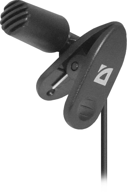 Defender микрофон петличный проводной MIC-109, 1.8м, на прищепке, черный