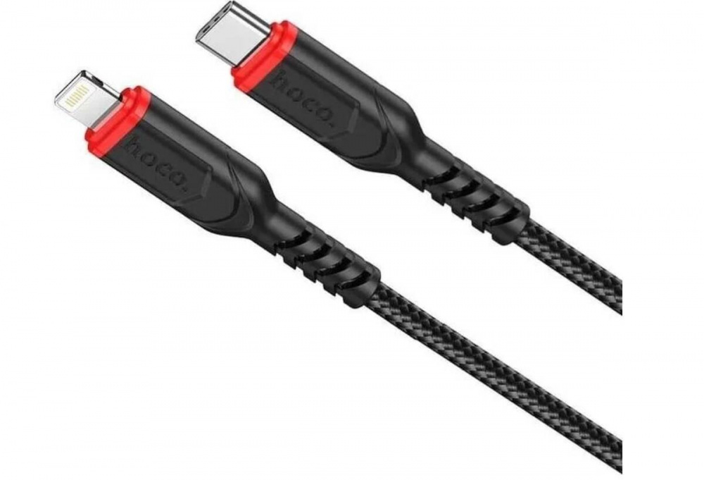 Hoco кабель Lightning - Type-C, 3 м, X59, 20Вт, черный, нейлон