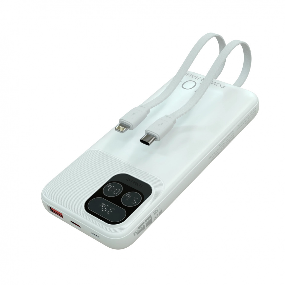 More choice Внешний аккумулятор 10000 mAh PB55-10, (White), со встроенными кабелями