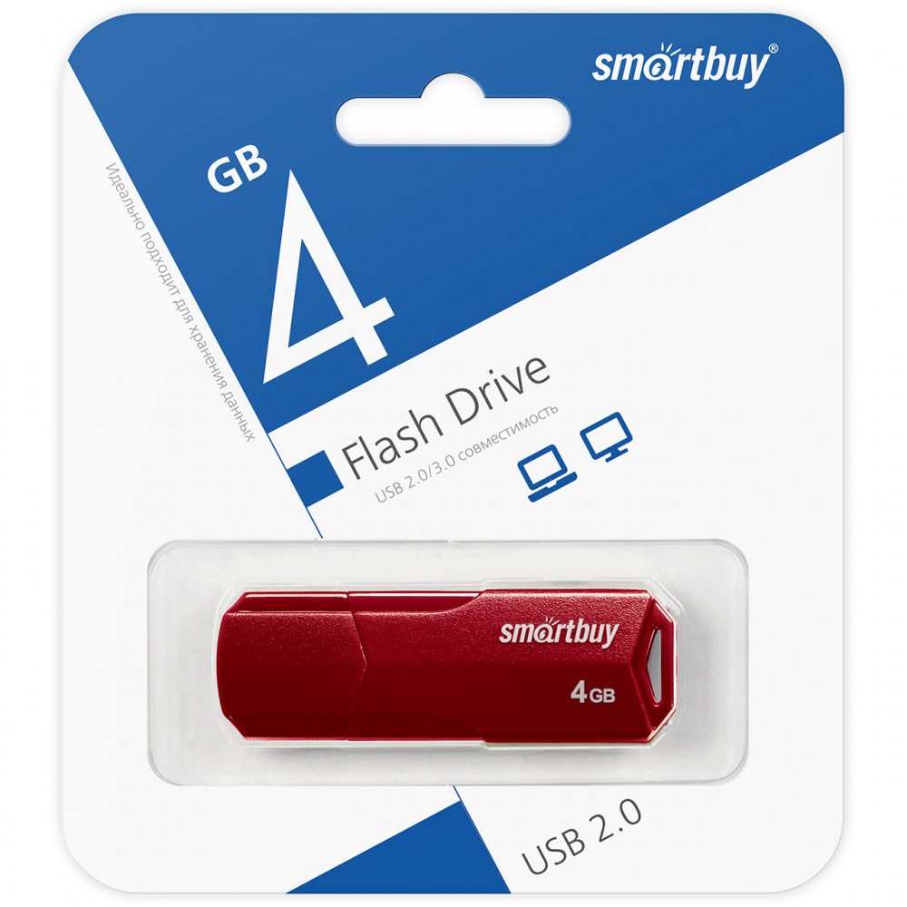 Smartbuy USB 2.0 Flash 4 Gb Clue (Burgundy)