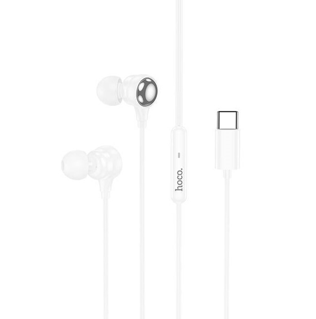 Hoco наушники с микрофоном M116 Benevolent, внутриканальные, белые, Type-C