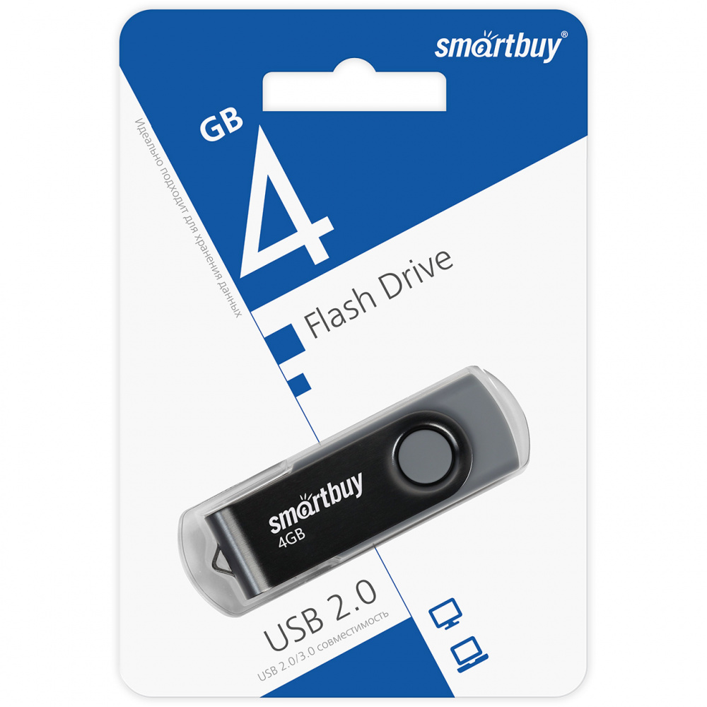 Smartbuy USB 2.0 Flash 4 Gb Twist (Black)