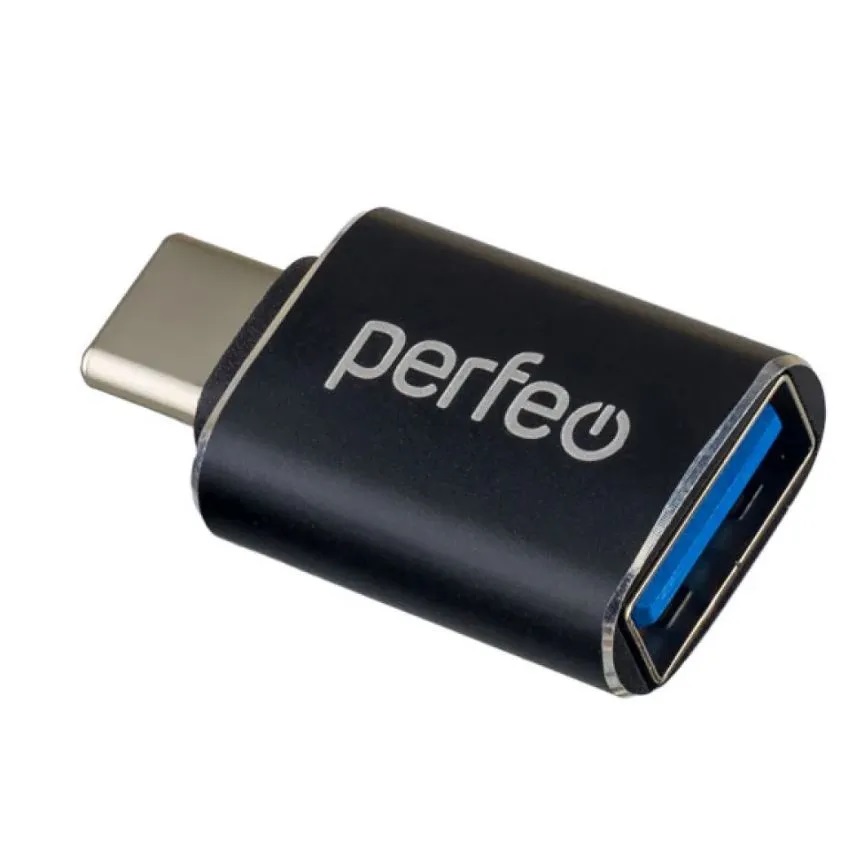 Perfeo переходник Type-C (вилка) - USB 3.0 (розетка), OTG, PF-VI-O009, черный
