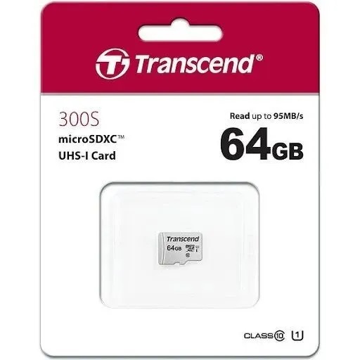 Transcend карта памяти MicroSDXC 64 Gb Class10, 300S, UHS-I, U1, без адаптера
