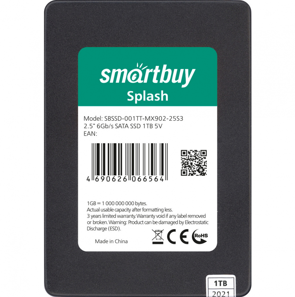 2,5" SSD Жесткий диск Smartbuy Splash 1TB TLC SATA3