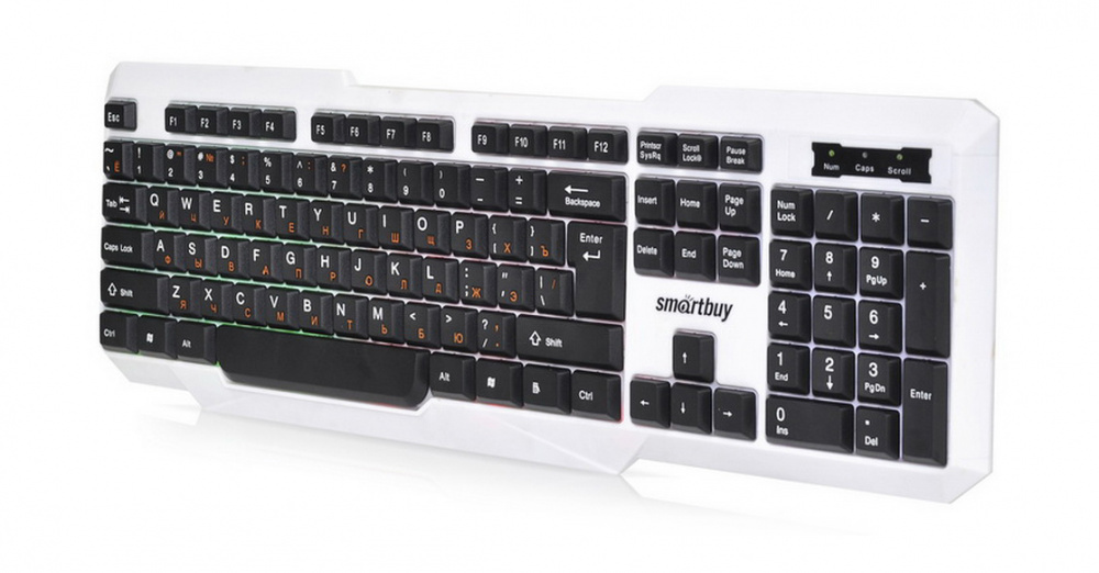 Smartbuy клавиатура 333 бело-черная, USB, с подсветкой