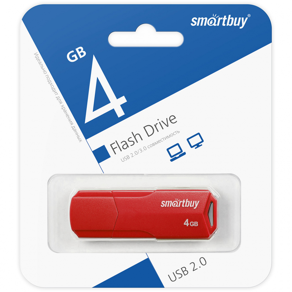Smartbuy USB 2.0 Flash 4 Gb Clue (Red)