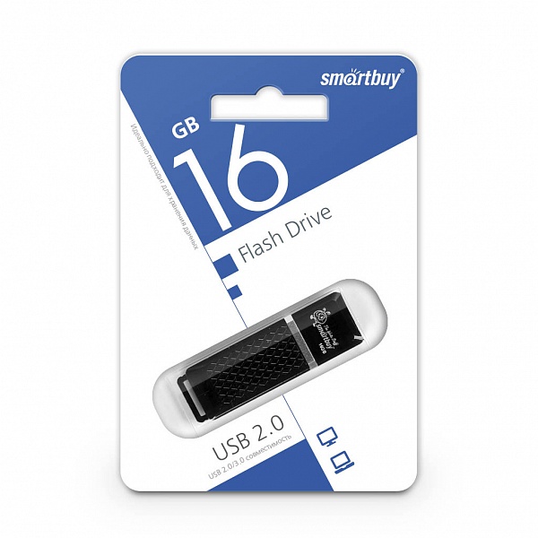 Smartbuy USB 2.0 Flash 16 Gb Quartz (Black)
