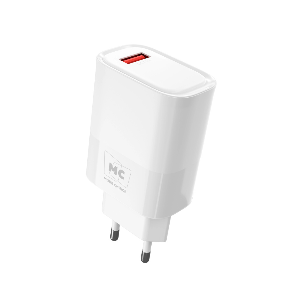 More Choice сетевое зарядное устройство NC09a, с кабелем Type-C, 1USB, 3.0A, QC3.0, 15W, белое