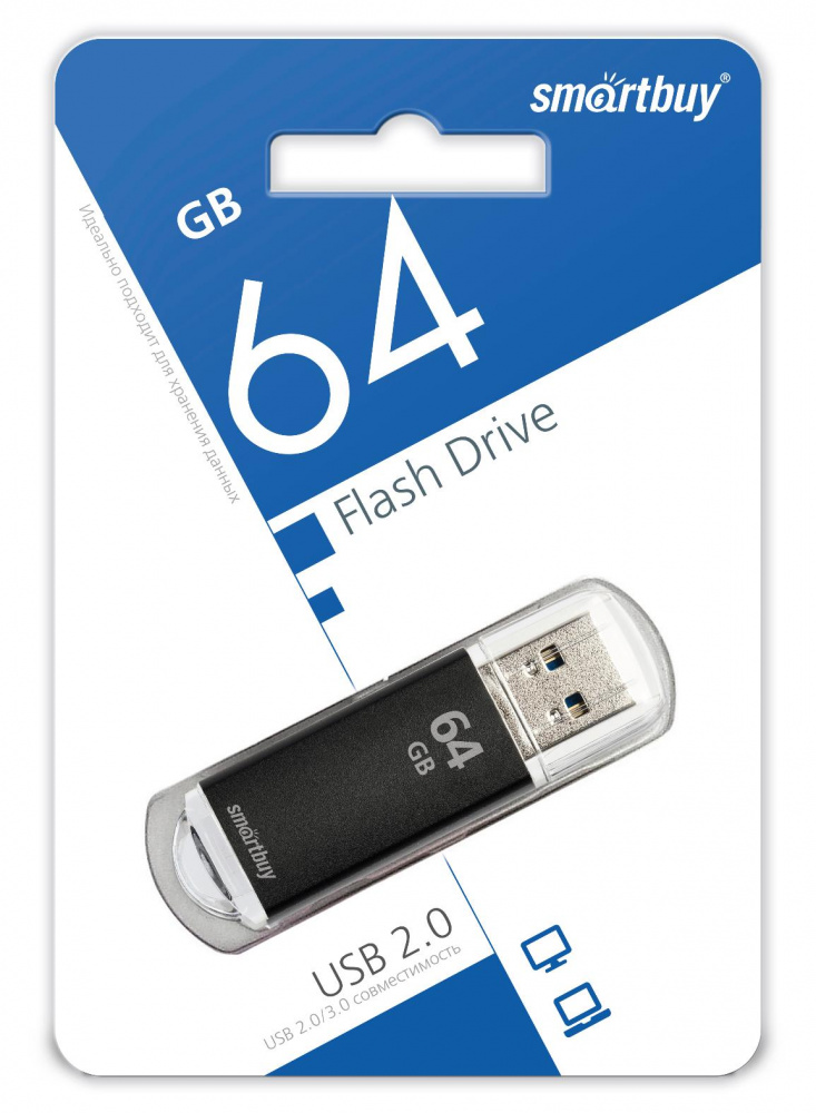 Smartbuy USB 2.0 Flash 64 Gb V-Cut (Black)