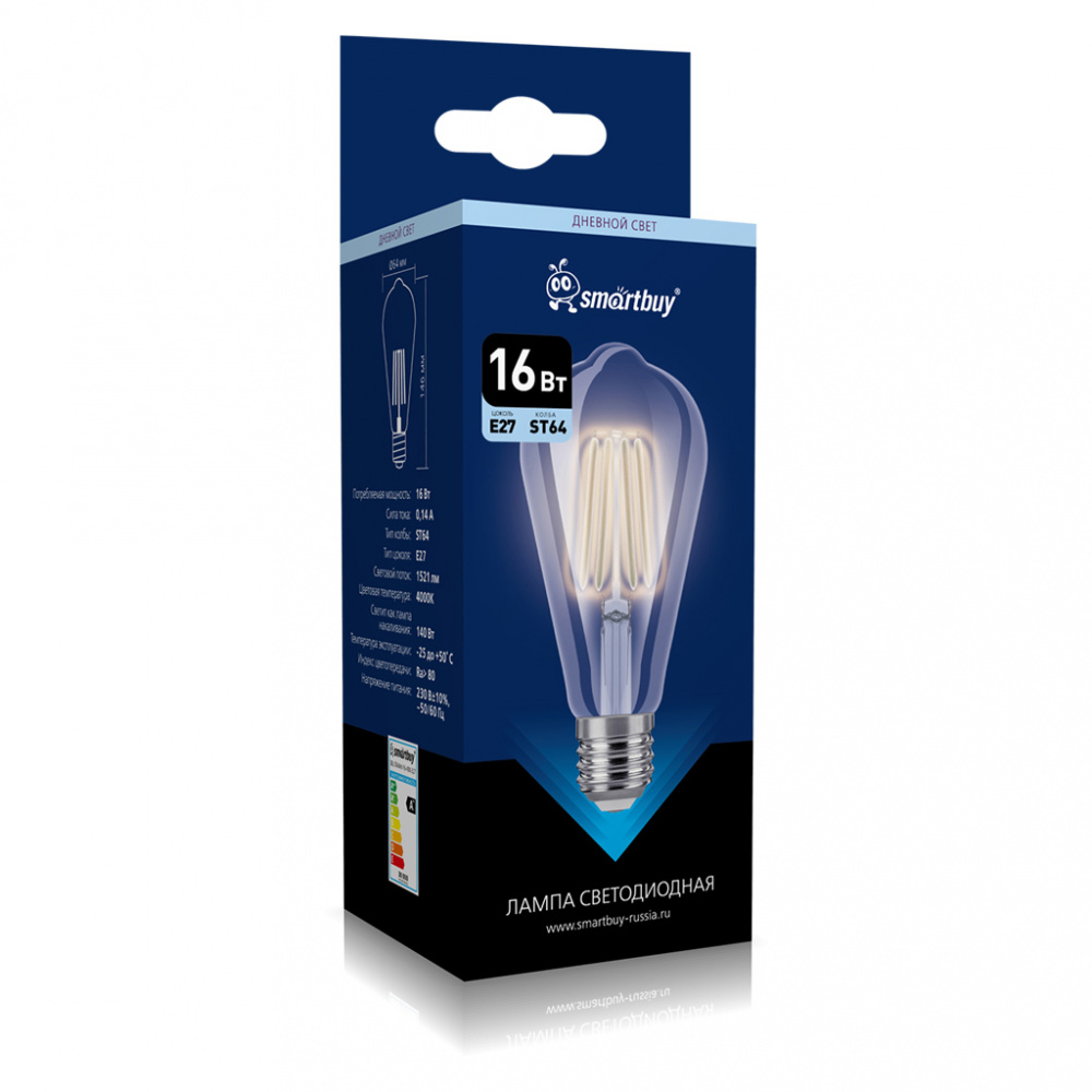 Светодиодная (LED) Лампа ART Smartbuy ST64-16Вт/4000К/E27