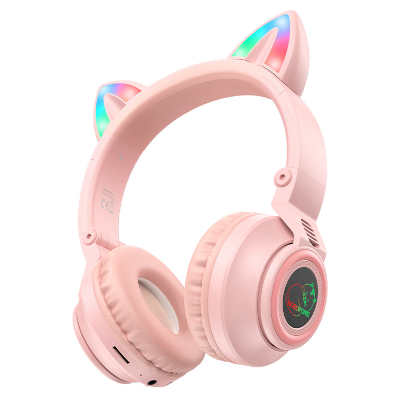 Borofone Bluetooth наушники полноразмерные беспроводные BO18 Cat (Pink)