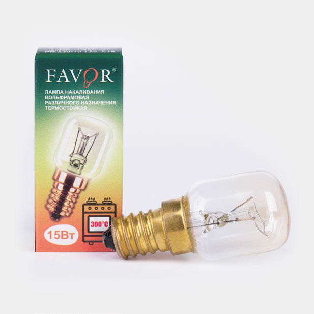 Лампа накаливания Favor T25-15W/E14, для печей