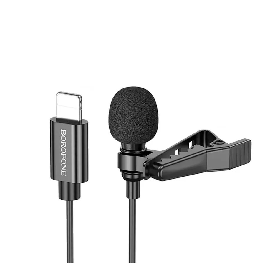 Borofone микрофон прищепка BFK11, Lightning 8-pin, черный