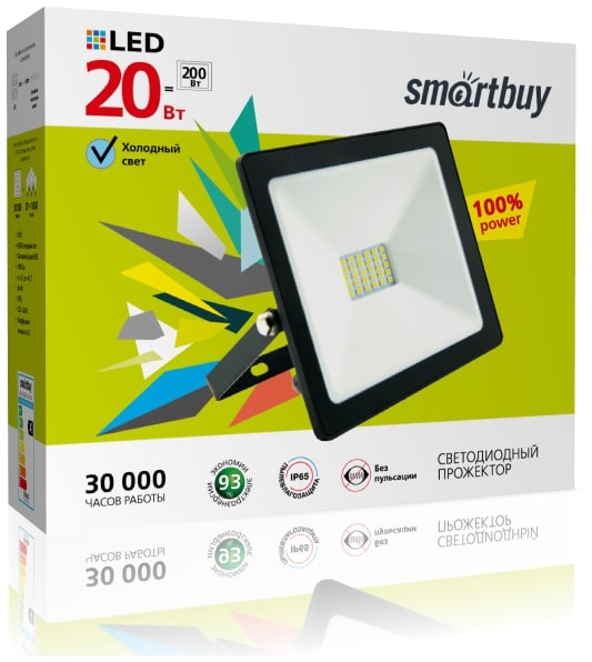 Светодиодный (LED) прожектор FL SMD Smartbuy-20W/6500K/IP65 (SBL-FLSMD-20-65K)