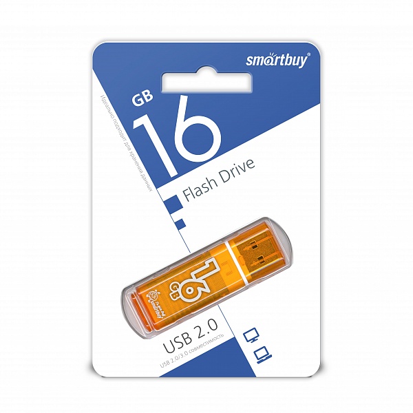 Smartbuy USB 2.0 Flash 16 Gb Glossy (Orange)