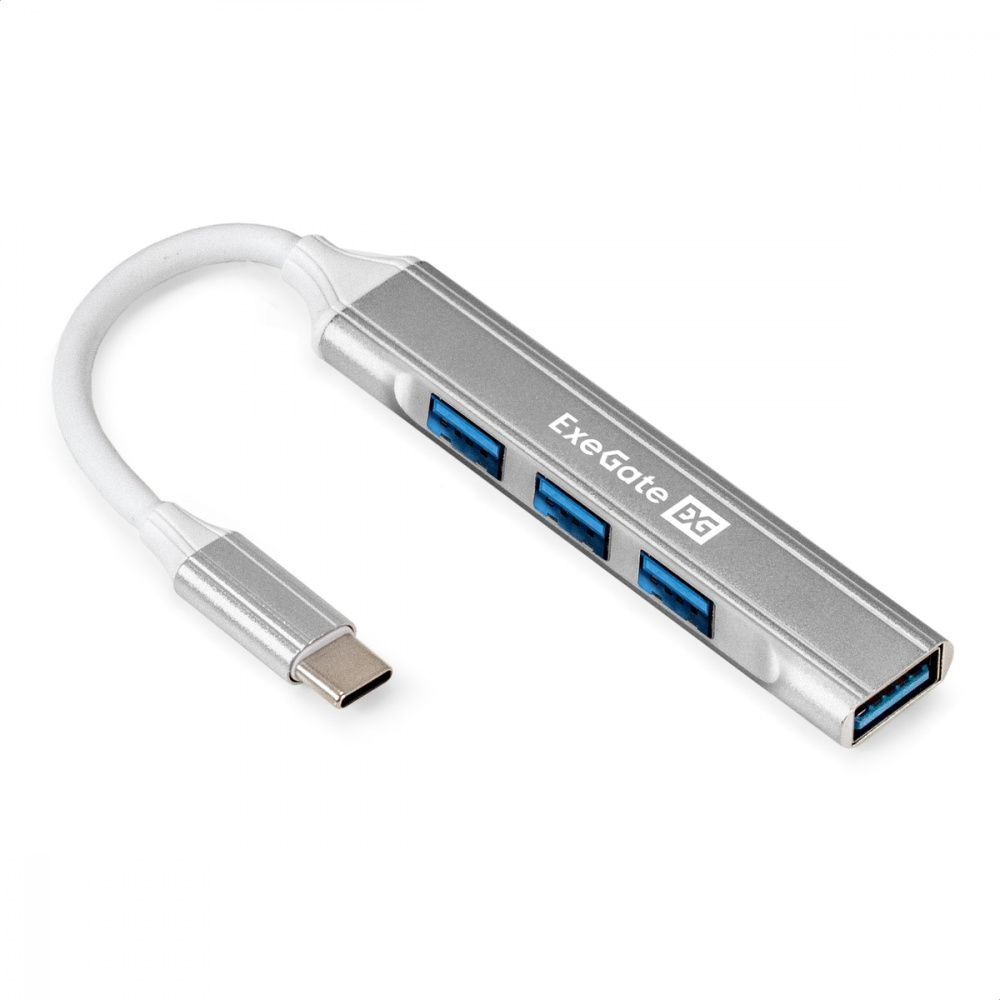 ExeGate USB-Хаб 3.0/2.0 DUB-3213C, Type-C (вилка) - 3xUSB2.0, 1xUSB3.0 (розетка)