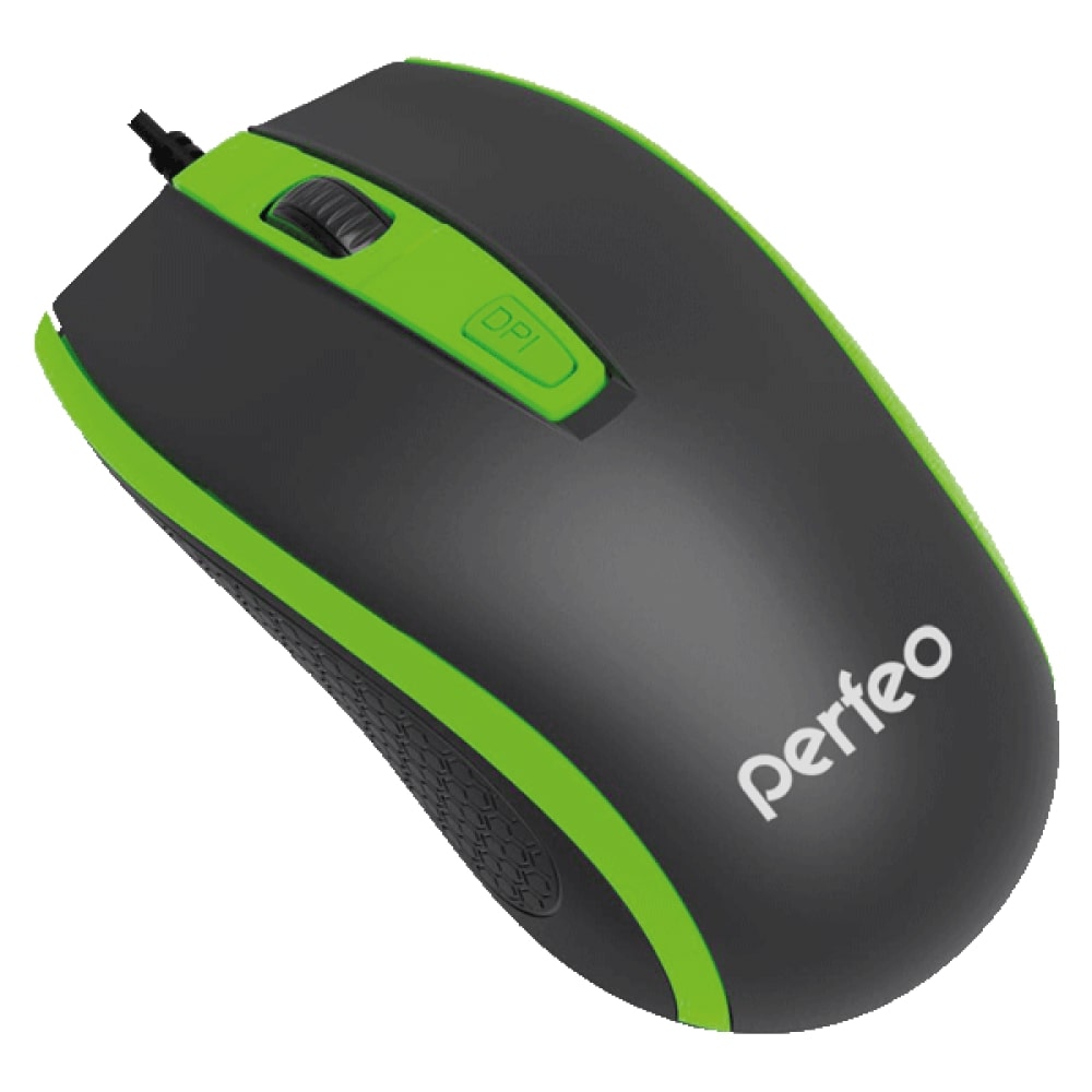 Perfeo мышь проводная "Profil", черно-зеленая