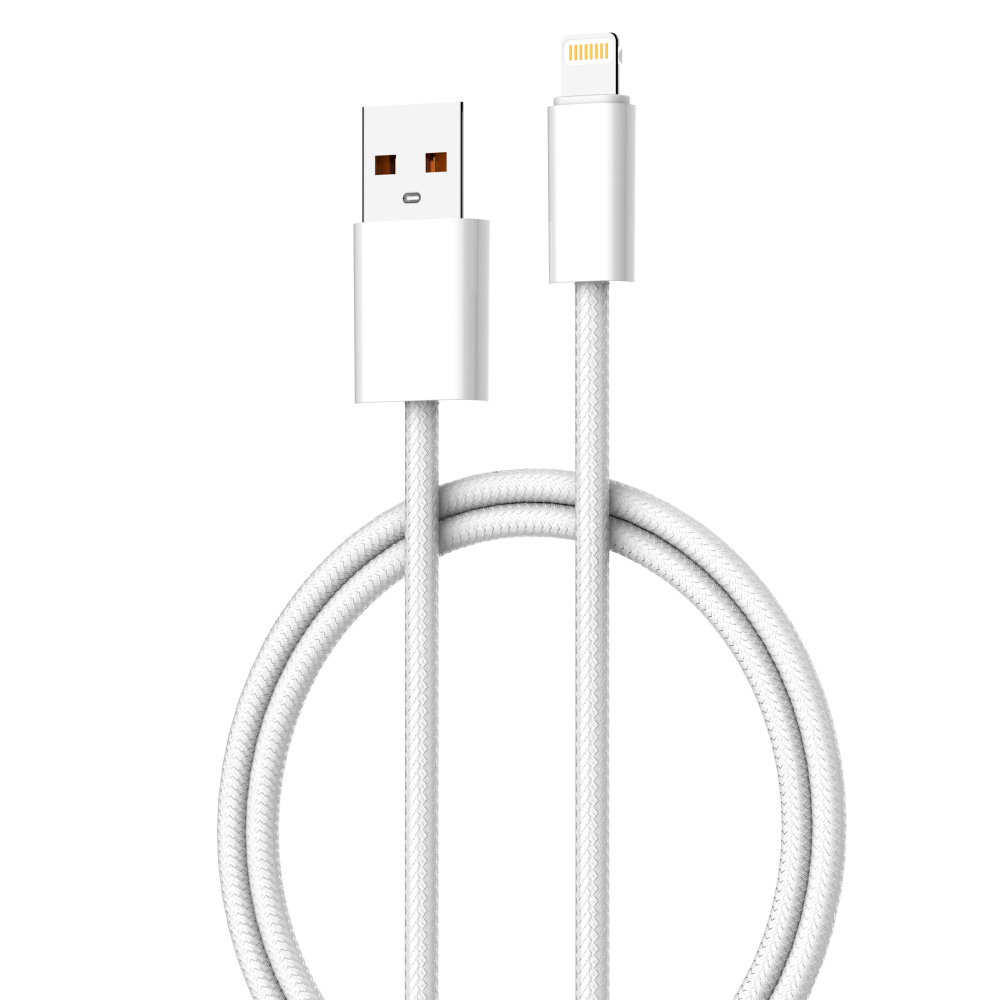 LDNIO кабель Lightning - USB, 1 м, LS901, белый, тканевая оплетка