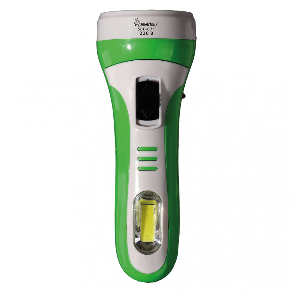 Smartbuy аккумуляторный светодиодный фонарь (SBF-871), 1Вт, LED+COB, с прямой зарядкой, зеленый