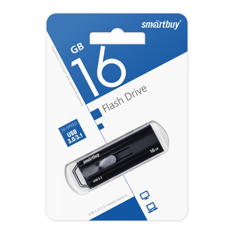 Smartbuy USB 3.1 Flash 16 Gb Iron-2 Metal (Black)
