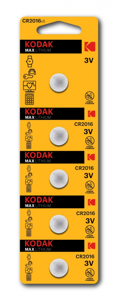 ЭП CR2016 Kodak MAX Lithium (упаковка 5/60)