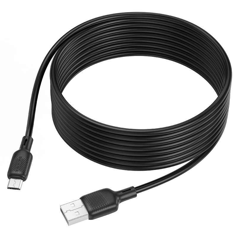 Borofone кабель micro USB, 2 м, BX113, черный, силикон, 2.4A