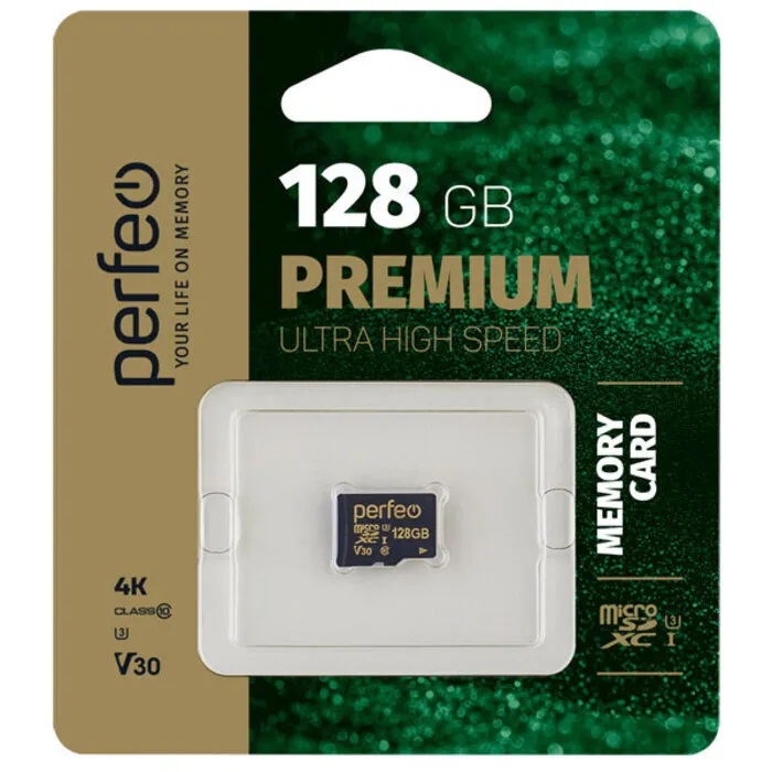 Perfeo карта памяти MicroSDHC 128 Gb Class10, UHS-I, U3, V30, без адаптера