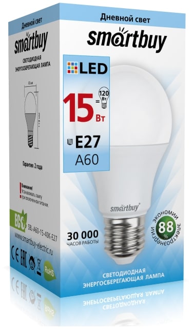 Светодиодная (LED) Лампа Smartbuy-A60-15W/4000/E27
