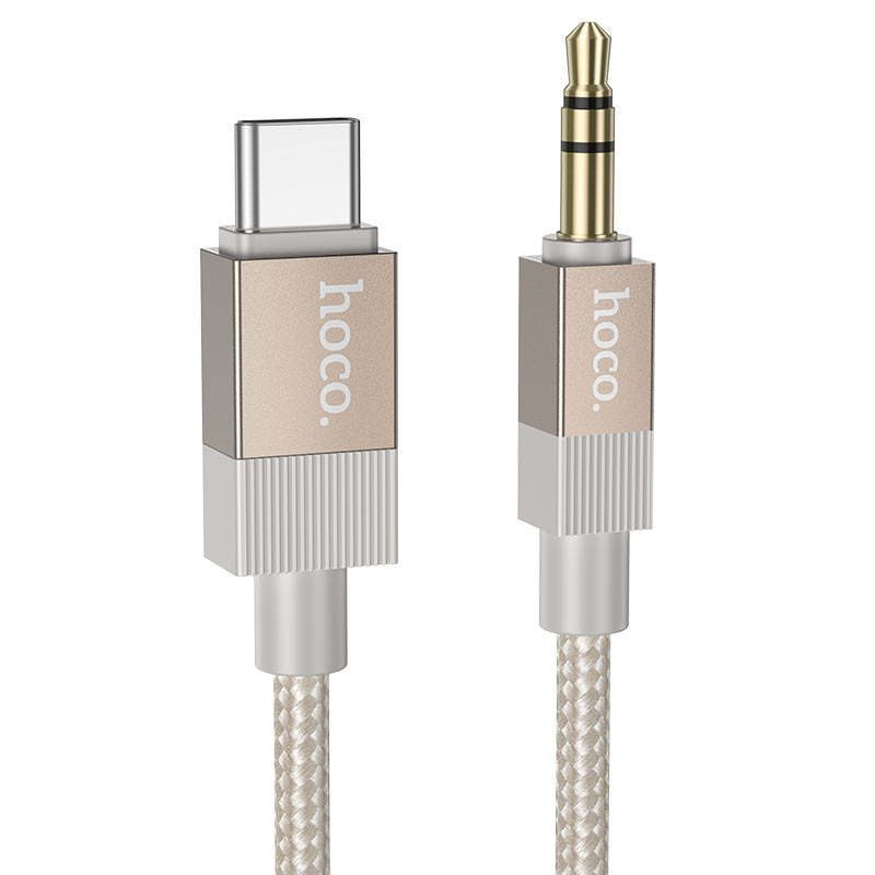 Hoco кабель Type-C - Jack 3.5 мм, 1 м, UPA32B Clever, золотистый, для телефонов без AUX