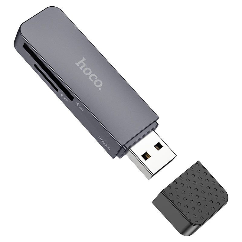 Hoco Card Reader USB 2.0 (HB45 metal grey), microSD/SD карта