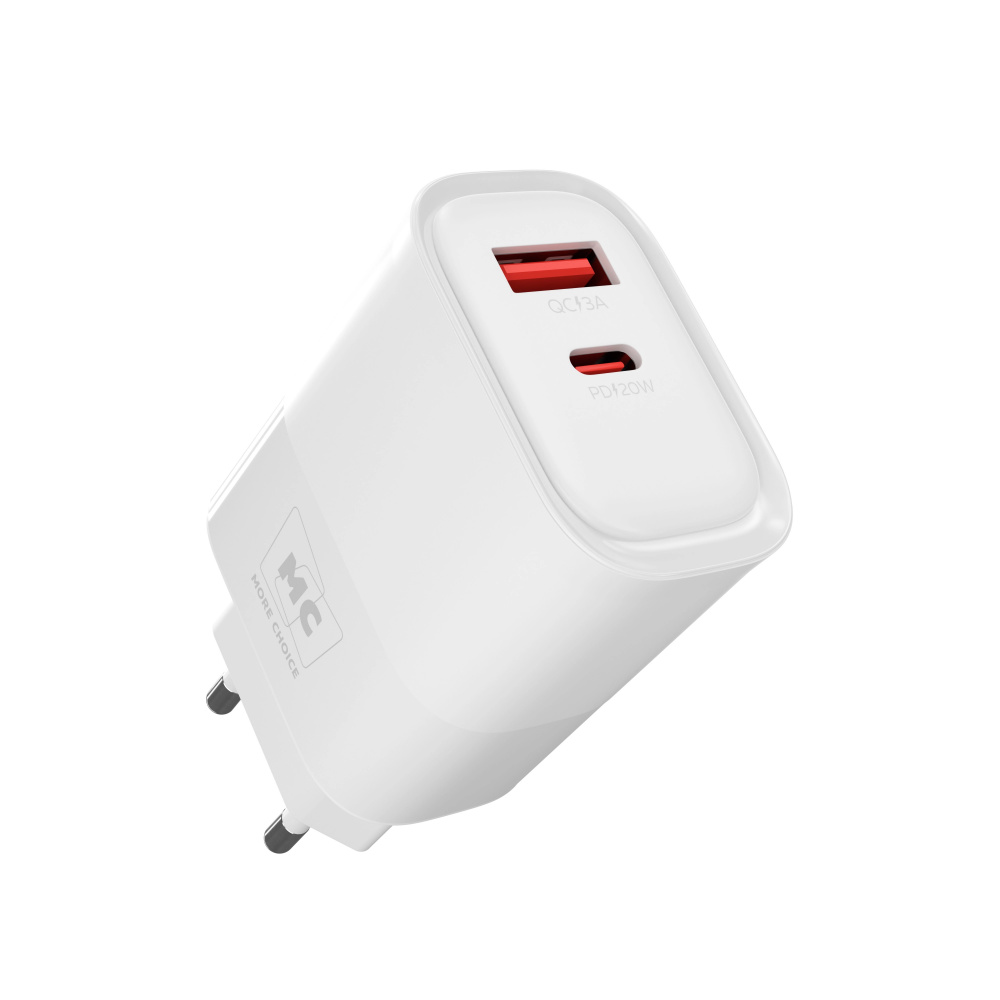 More Choice сетевое зарядное устройство NC81, 1USB 3.0A+ PD 20W, белое