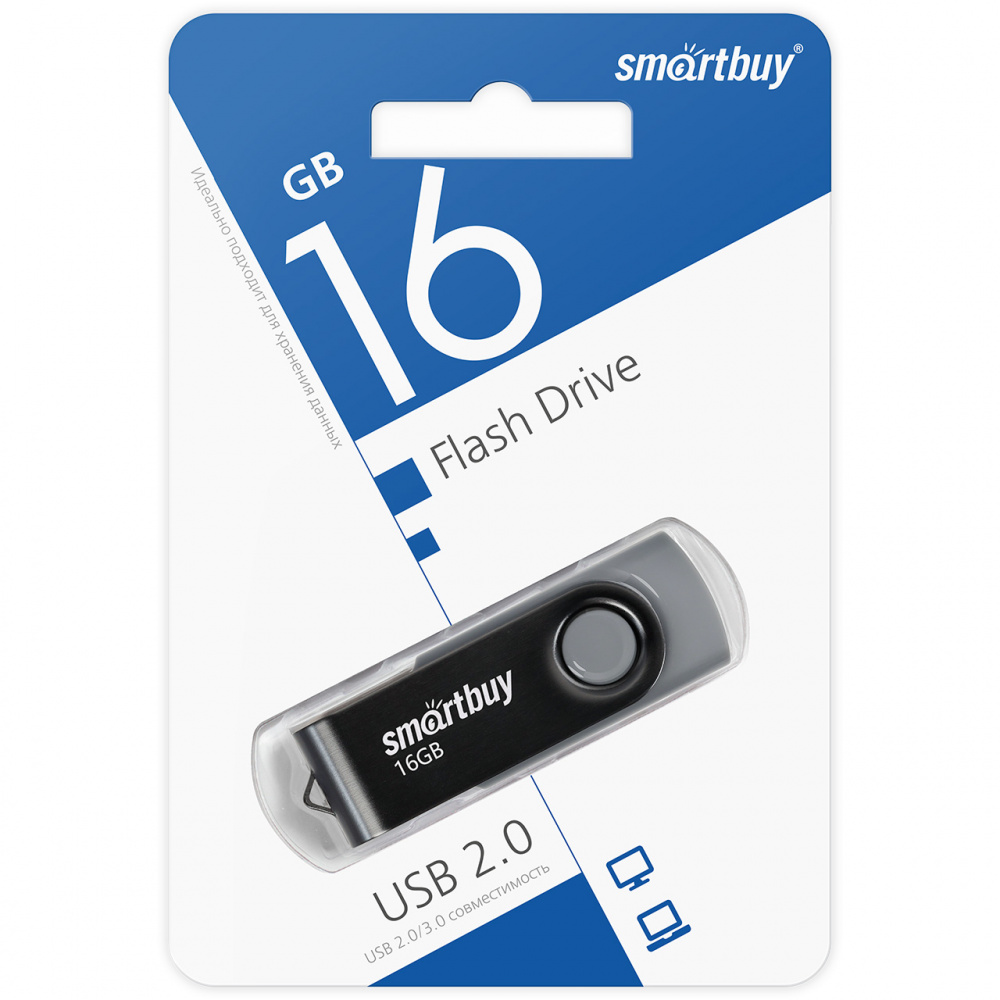 Smartbuy USB 2.0 Flash 16 Gb Twist (Black)